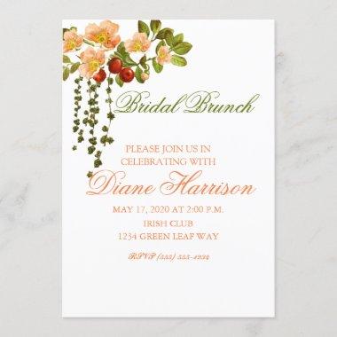Apple Blossom Watercolor Stems Bridal Shower Invitations
