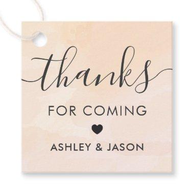 Apricot Watercolor Wedding Thank You Gift Tag