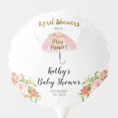 April Showers Bring May Flower Baby Shower Balloon