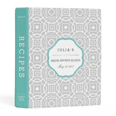 Aqua and Gray Quatrefoil  Recipe Mini Binder
