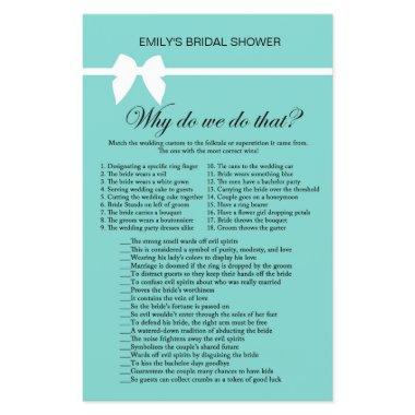 Aqua and Ribbon Bridal Shower Game PRINTED