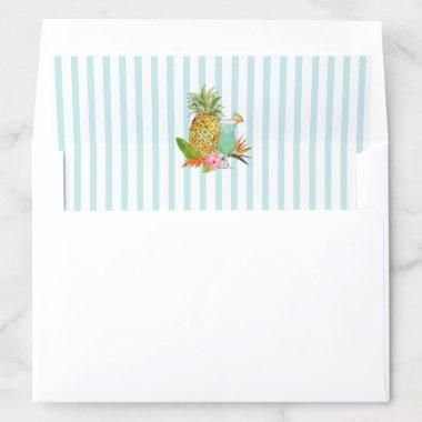 Aqua and white stripes Tropical drinks Envelope Liner