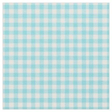 Aqua Baby Blue and White Gingham for Home Canning Fabric