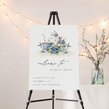 Aqua Blue Floral Teapot Cups  Welcome Foam Board