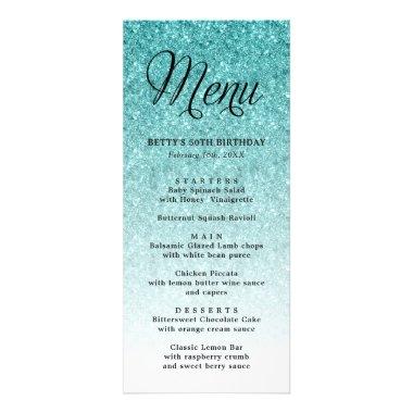 Aqua Blue Glitter Tall Menu