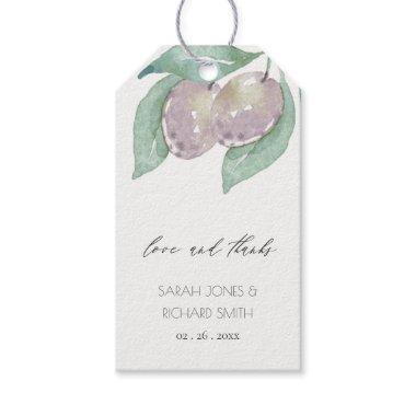 AQUA BLUE GREEN WATERCOLOUR FOLIAGE OLIVE MONOGRAM GIFT TAGS