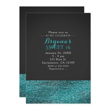 Aqua Blue Modern Glam Sequins Party