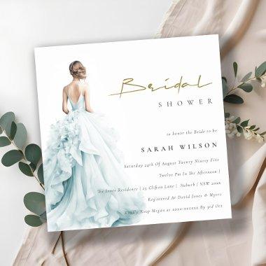 Aqua Blue Watercolor Wedding Gown