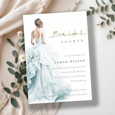 Aqua Blue Watercolor Wedding Gown