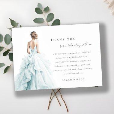 Aqua Blue Watercolor Wedding Gown  Thank You
