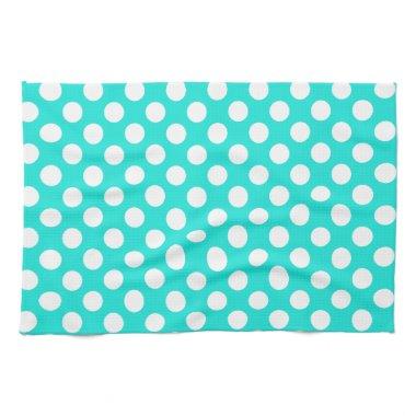 Aqua Color Polka Dots Kitchen Towel