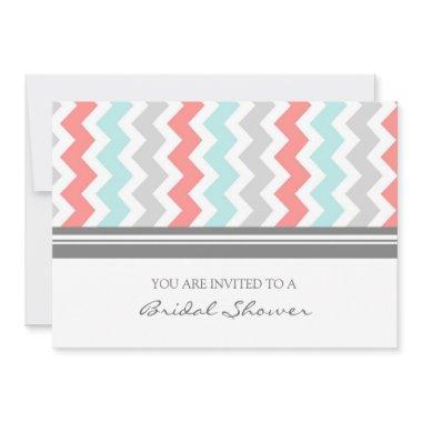 Aqua Coral Gray Chevron