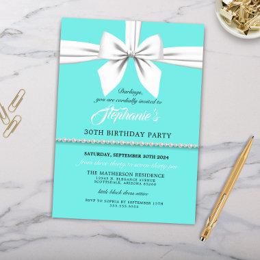Aqua Elegant Fancy Tiffany Birthday Invitations