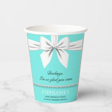 Aqua Elegant Fancy Tiffany Birthday Tableware Paper Cups