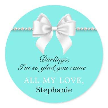 Aqua Elegant Fancy Tiffany Birthday Thank You Tags