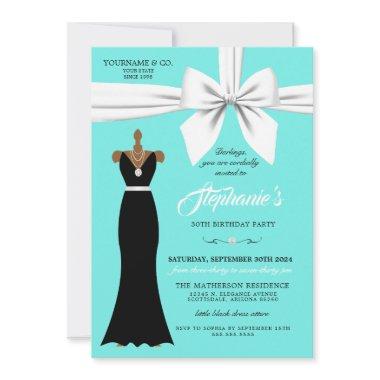 Aqua Elegant Fashion Tiffany Birthday Invitations