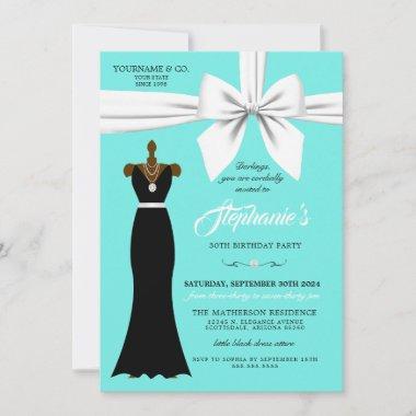 Aqua Elegant Fashion Tiffany Birthday Invitations