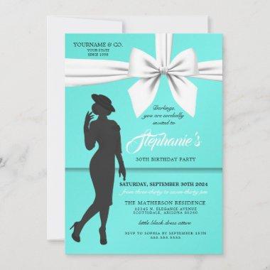 Aqua Elegant Tiffany Birthday Invitations