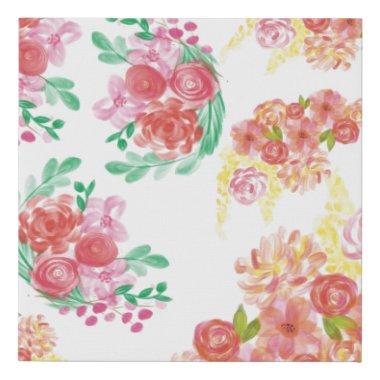 Aqua fleur faux canvas print