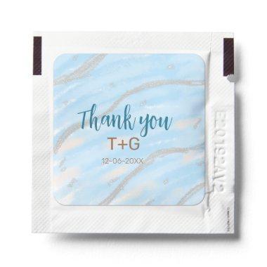 Aqua gold thank you add couple name date year text hand sanitizer packet
