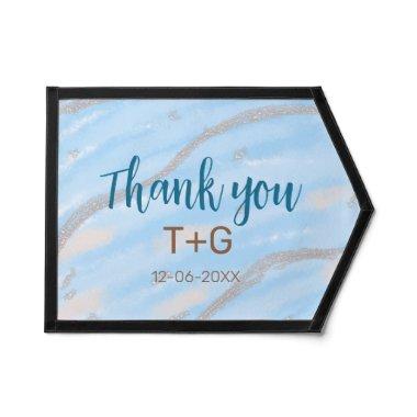 Aqua gold thank you add couple name date year text pennant