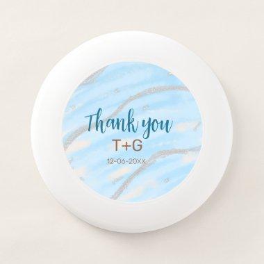 Aqua gold thank you add couple name date year text Wham-O frisbee