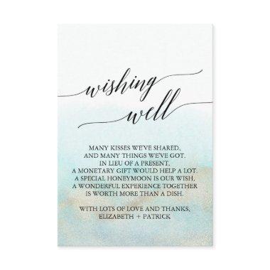 Aqua & Gold Watercolor Beach Wedding Wishing Well Enclosure