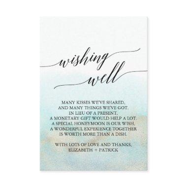 Aqua & Gold Watercolor Beach Wedding Wishing Well Enclosure Invitations