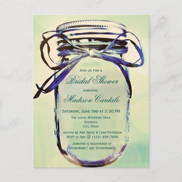 Aqua Mason Jar Bridal Shower Invitation POSTInvitations