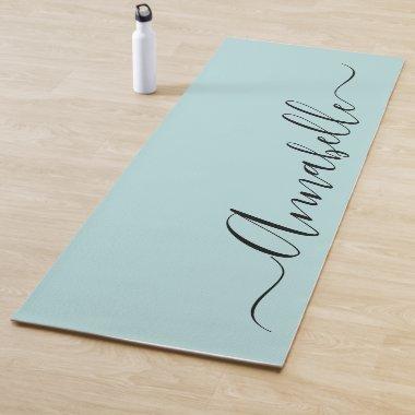 Aqua Mint Green Personalized Name Yoga Mat