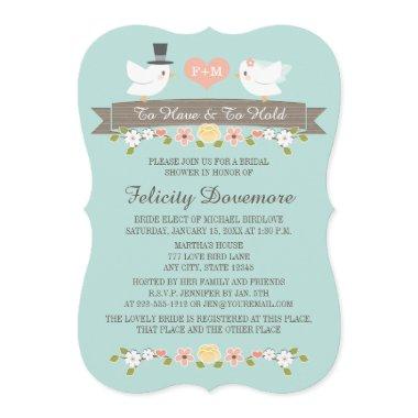 Aqua Monogram Love Birds