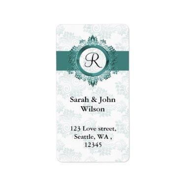 aqua monogram return address label