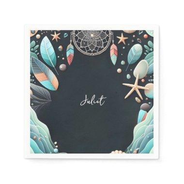Aqua Sand Work Stacked Sea Glass  Napkins