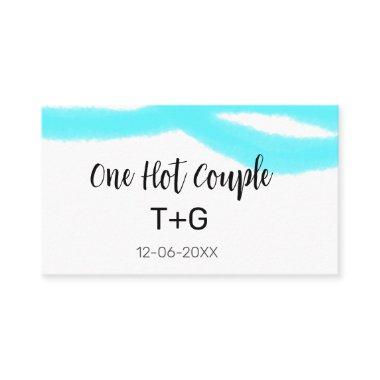 Aqua sky blue pastel one hot couple add name date business