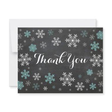 Aqua Snowflakes Winter Chalkboard Thank You