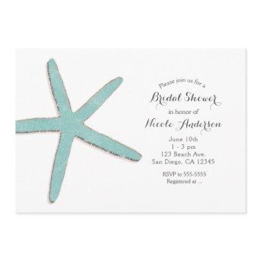 Aqua Teal Blue Starfish White Beach