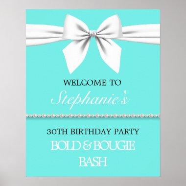 Aqua Teal Tiffany Birthday Party Welcome Sign