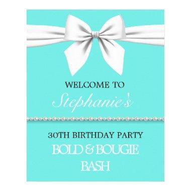 Aqua Teal Tiffany Birthday Party Welcome Sign