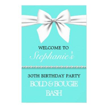 Aqua Teal Tiffany Theme Party Welcome Sign