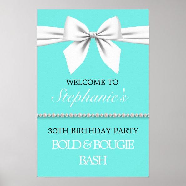Aqua Teal Tiffany Theme Party Welcome Sign