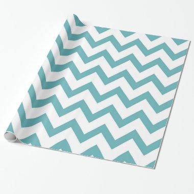 Aqua White Chevron  Wrapping Paper