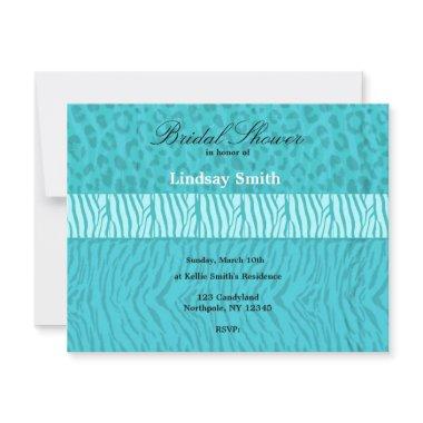 Aqua Wild Animal Print Bridal Shower Invitations