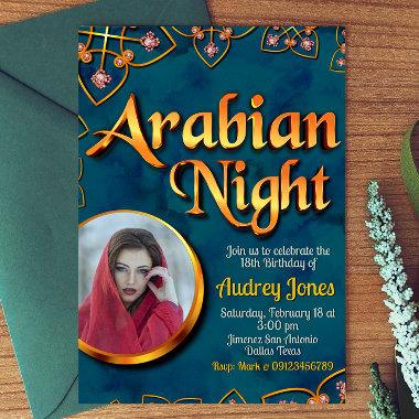 Arabian Night with Photo Turquoise Invitations