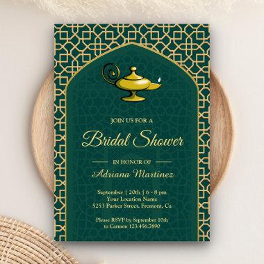 Arabian Nights Magic Lamp Teal Bridal Shower Invitations