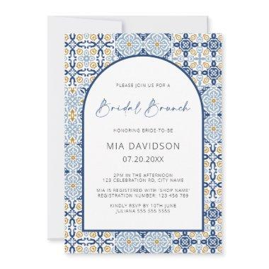 Arch Amalfi Positano Blue Yellow Bridal Brunch Invitations