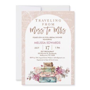 Arch Boho Traveling Miss to Mrs Bridal Shower Invitations