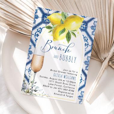 Arch Capri Lemons Brunch and Bubbly Bridal Shower Invitations