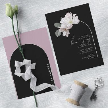 Arch Florals Bridal Shower Black Mauve ID967 Invitations