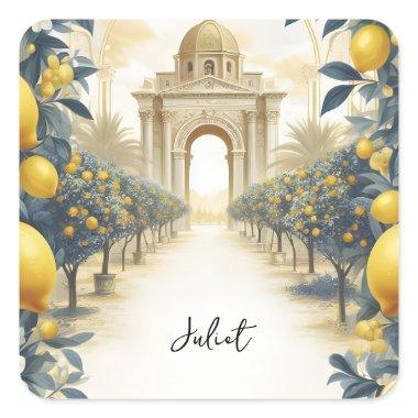 Arch Food Fun Fruit Lime Lemon  Square Sticker