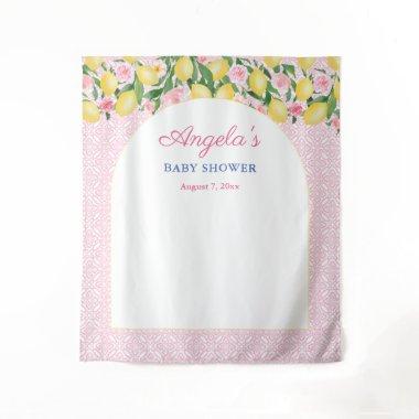 Arch Girly Pink Lemons Baby Shower Photo Backdrop